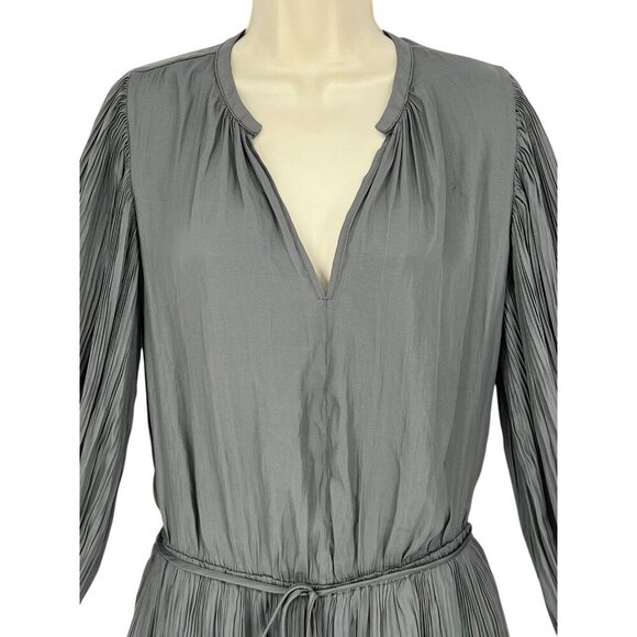 Mustard Seed Women's Mini Dress Pleated Gray Balloon L/S Belted Size S NWT - Picture 10 of 15